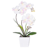 Orchid Lamp-Led Lighted Orchid Arrangements,Pre Lit Artificial Orchid,Light Up Flower Lights, Faux Orchid Phalaenopsis Arrangement (White)