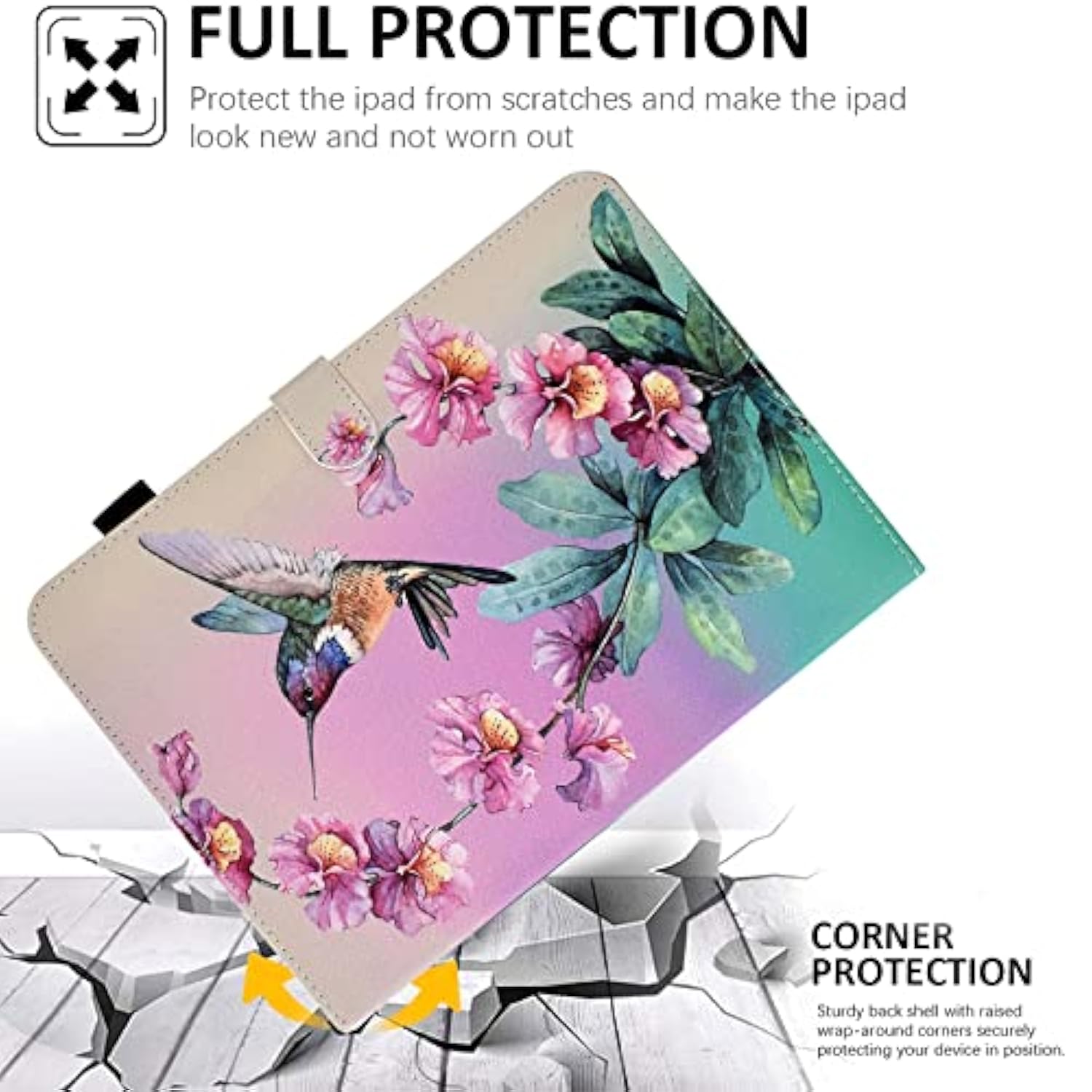 Case For Galaxy Tab A9+ Plus 11 Inch 2024 2023 (Smx210/X216/X218), Samsung Tablet A9 Plus Case, Pu Leather Stand Cover For Samsung Galaxy Tab A9+ Tablet, Auto Wake/Sleep Hummingbird