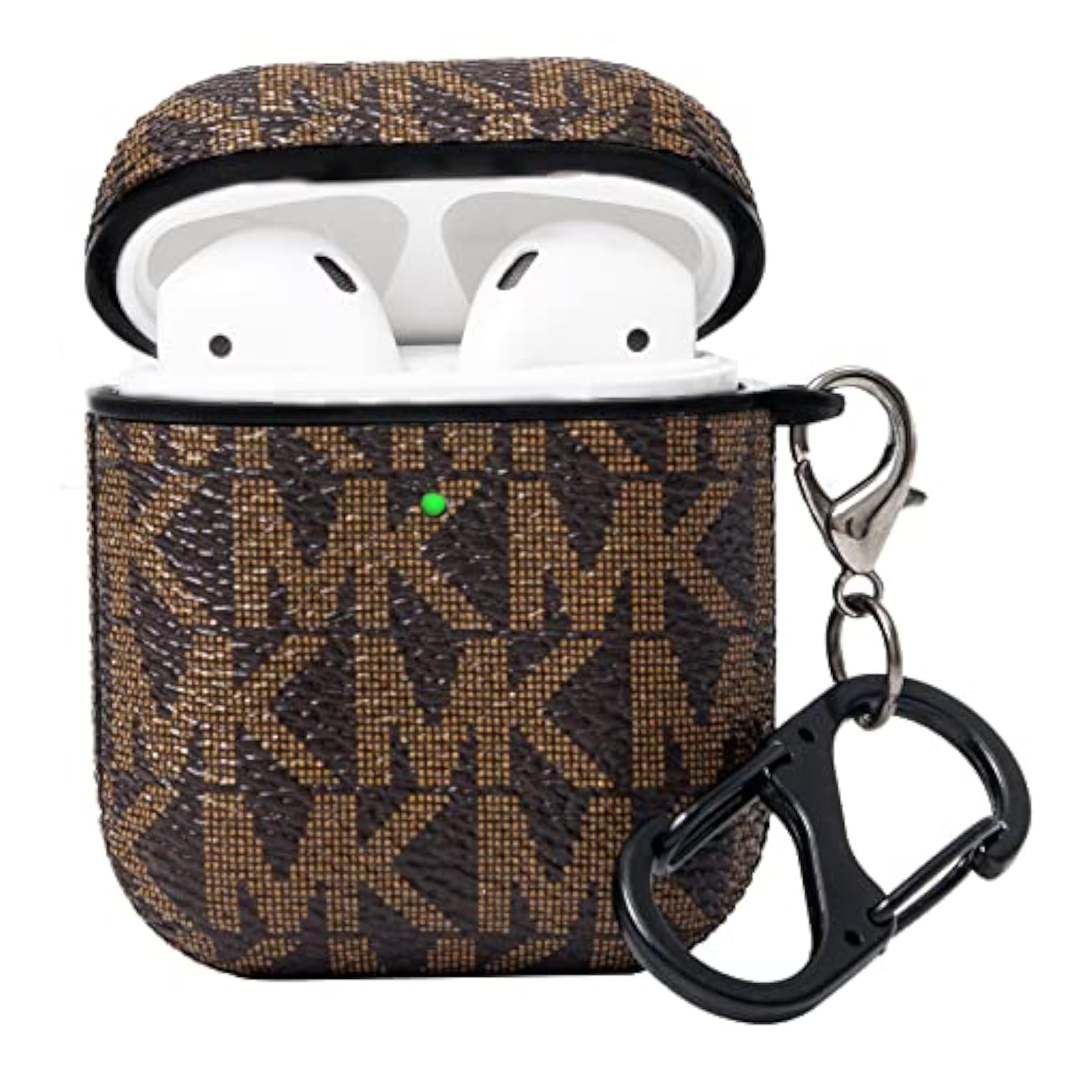 Airpods Case Cover For Airpod 2&1, Full-Body Protective Hard Shell Leather Airpods Protective Cover Case With Keychain For Airpods Wireless Charging Case, Front Led Visible