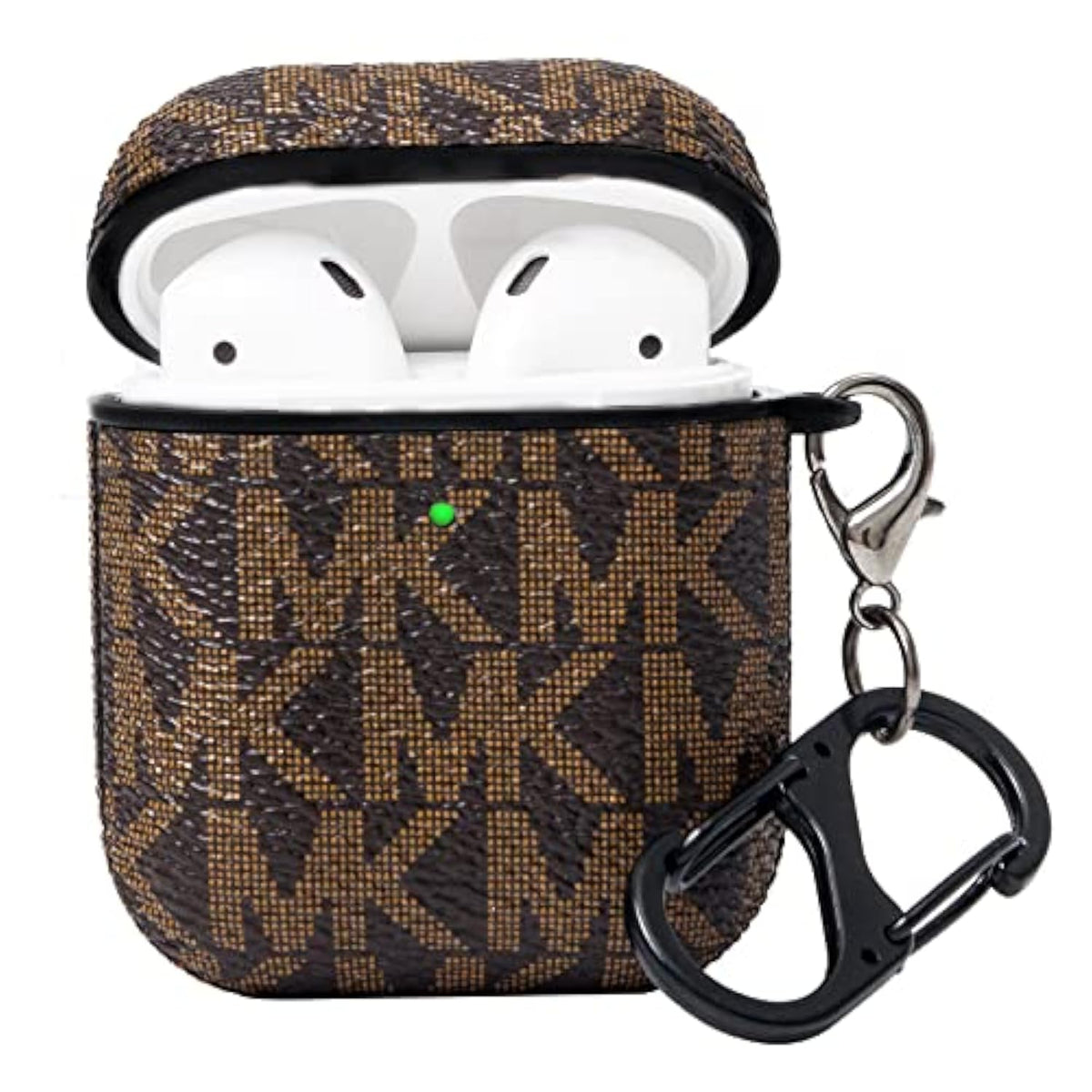 Airpods Case Cover For Airpod 2&1, Full-Body Protective Hard Shell Leather Airpods Protective Cover Case With Keychain For Airpods Wireless Charging Case, Front Led Visible