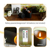 Flameless Candles with Remote Timer, Battery Operated Realistic Flickering LED Candles, 9 Packs Fake Candles for Home Decor (D3 x H 3" 4" 5" 6" 7") (Black)