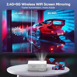 Projector With Wifi And Bluetooth, Upgrade Outdoor Projector, Mini Movie Projector Supports 1080P Synchronize Smartphone Screen By Wifi/Usb Cable For Home Entertainment