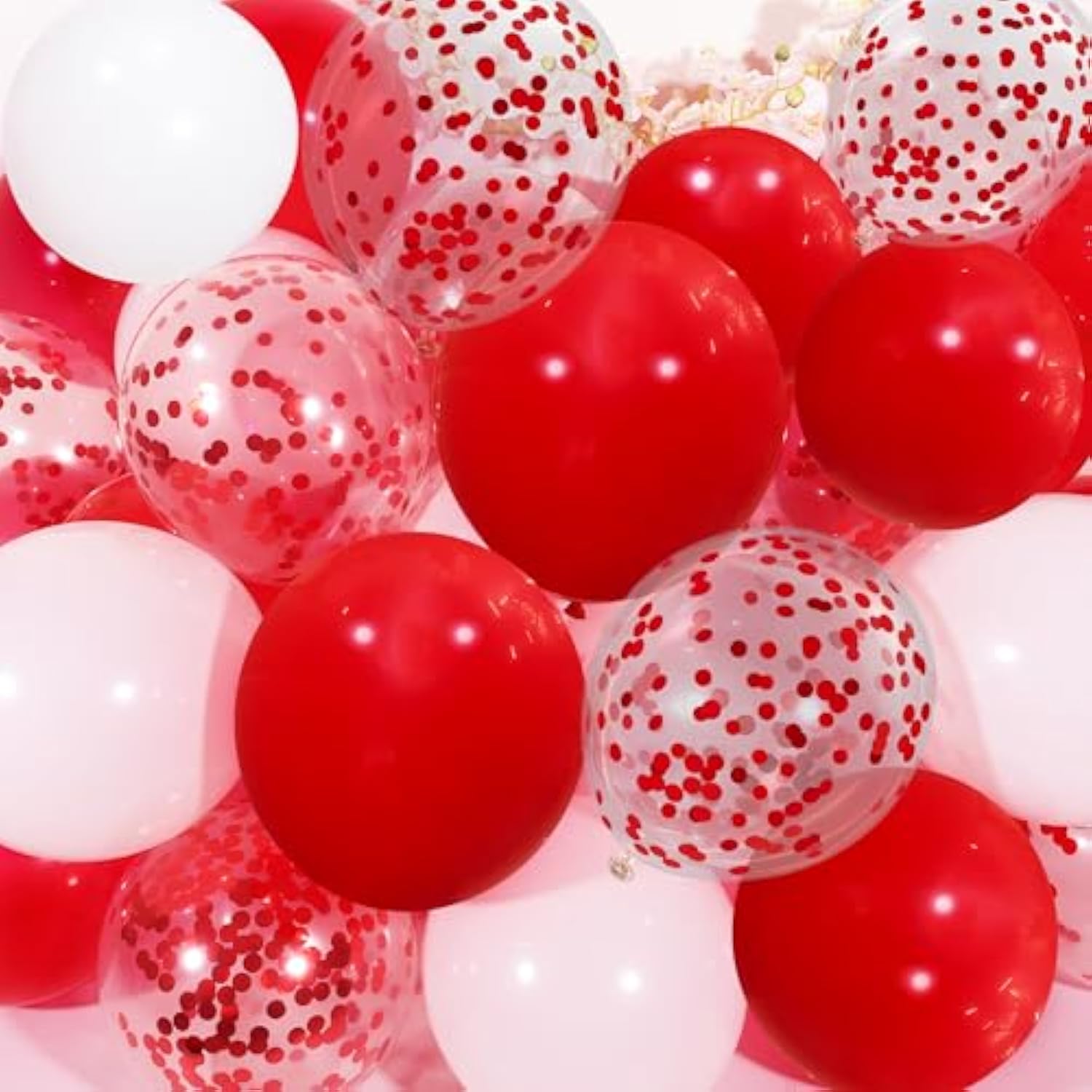 50 Pcs Red & White Balloons, 12" for Girls' Birthday Party Decorations