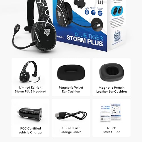 Storm Plus Road Edition-Premium Trucker Bluetooth 5.2 Headset-Wireless Noise Canceling Mono Headset with Mic-High-Fidelity Sound,45-Hour Talk Time,