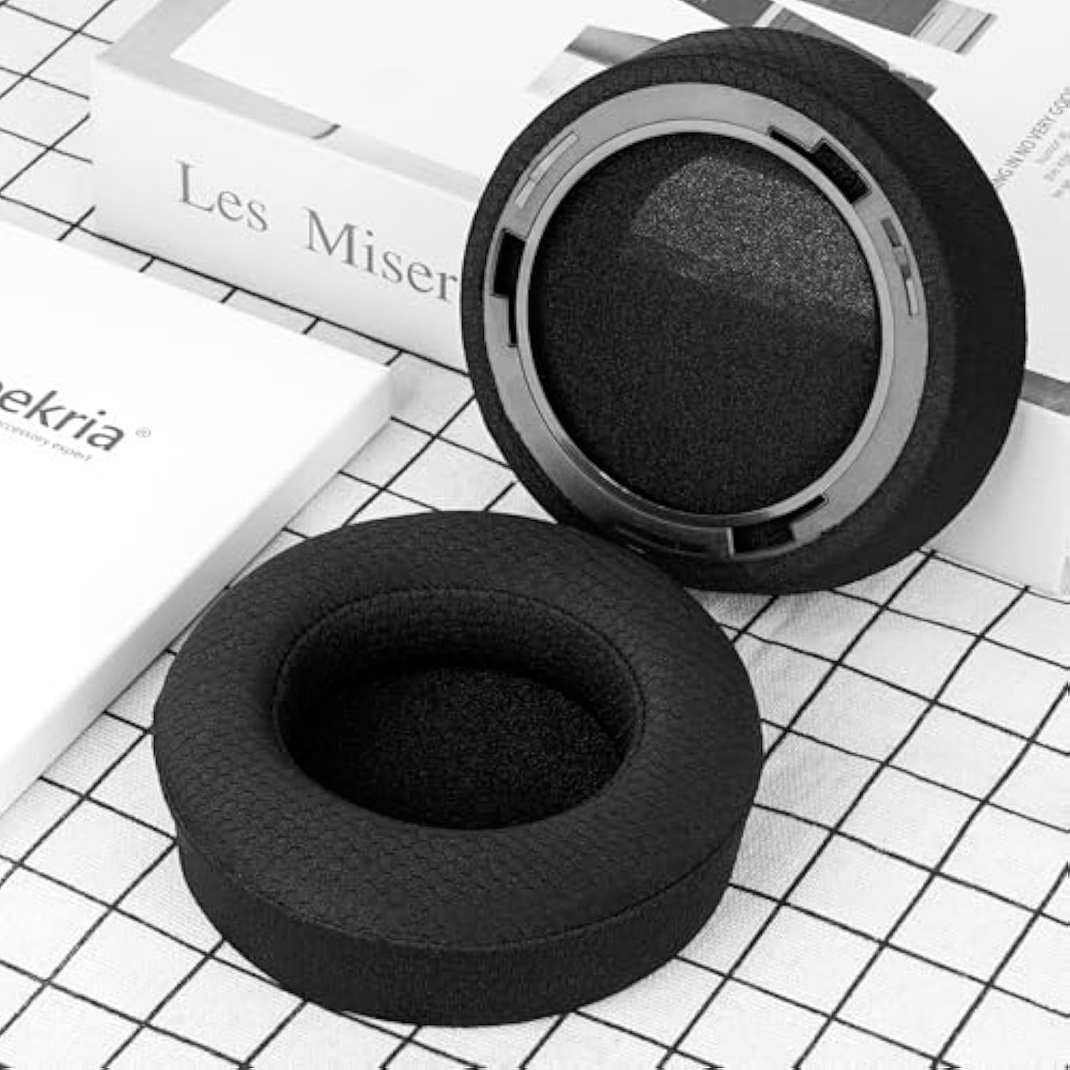 Geekria Comfort Mesh Fabric Replacement Ear Pads Compatible with Corsair Virtuoso PRO Headphones, Repair Parts (Black)