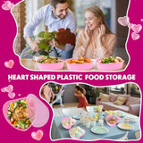 15 Pcs Heart Containers Plastic Food Storage Containers With Lids Heart Shaped Disposable Dessert Lunch Box For Kitchen Restaurant Fruit Vegetable (Pink,28 Oz)
