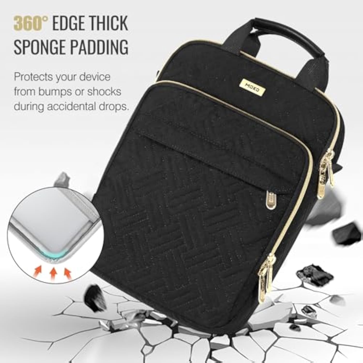 MoKo 13-14 in Puffer Laptop Sleeve Bag for 13-inch New Mac Air/Pro, 14-inch MacBook Pro M4/M3/M2/M1, 13.8“ Surface, Puffy Laptop Carrying Case with Handle & Shoulder Strap, Black