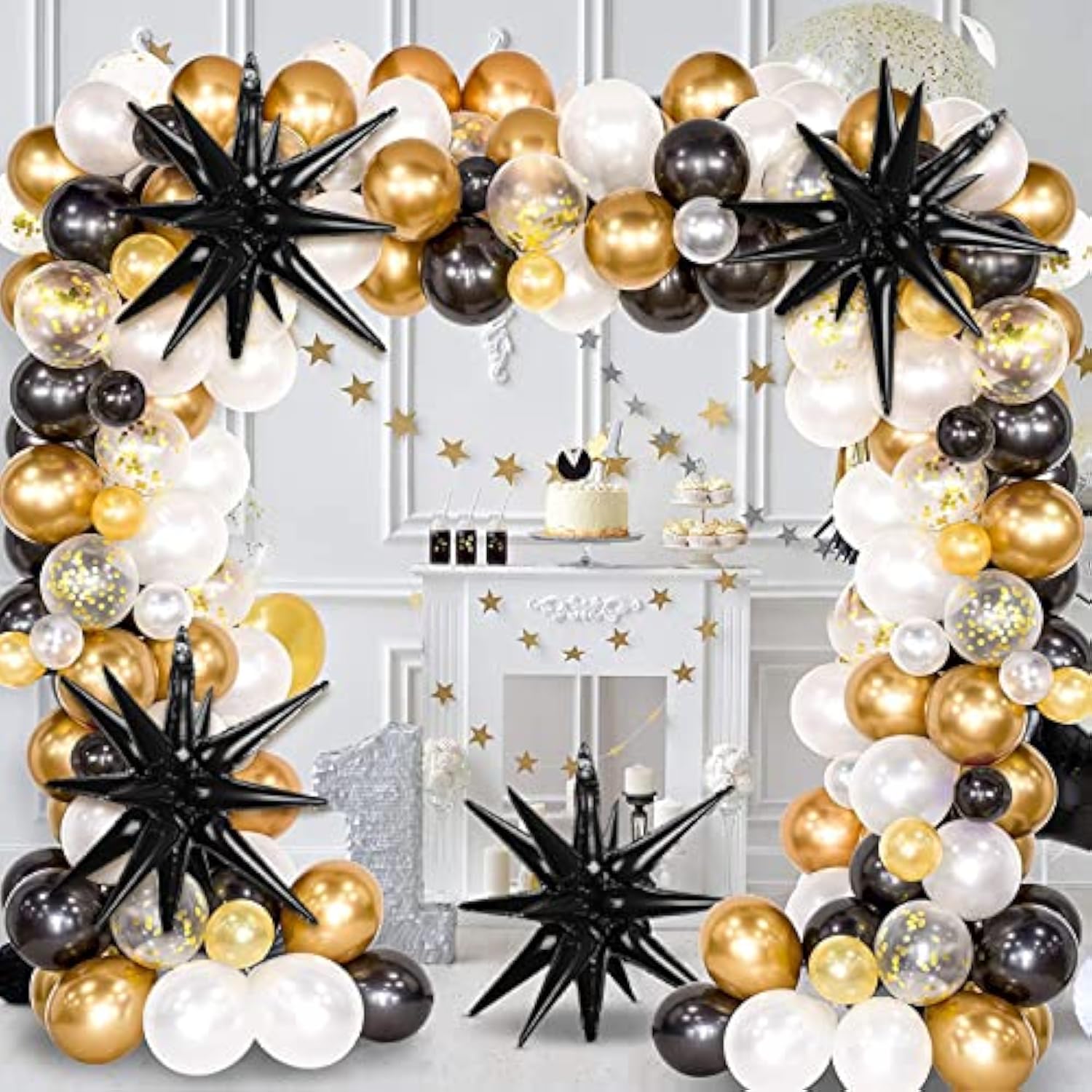 5Pc Black Star Foil Balloons 22In Graduation Birthday Party Decor