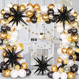 5Pc Black Star Foil Balloons 22In Graduation Birthday Party Decor