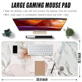 Desk Mat, Abstract Boho Flowers Extended Large Gaming Mouse Pad For Desk Xxl, Non-Slip Rubber Base Stitched Edges Long Computer Keyboard Desk Pad Mouse Mat For Home Office Gaming 35.4"X15.7"