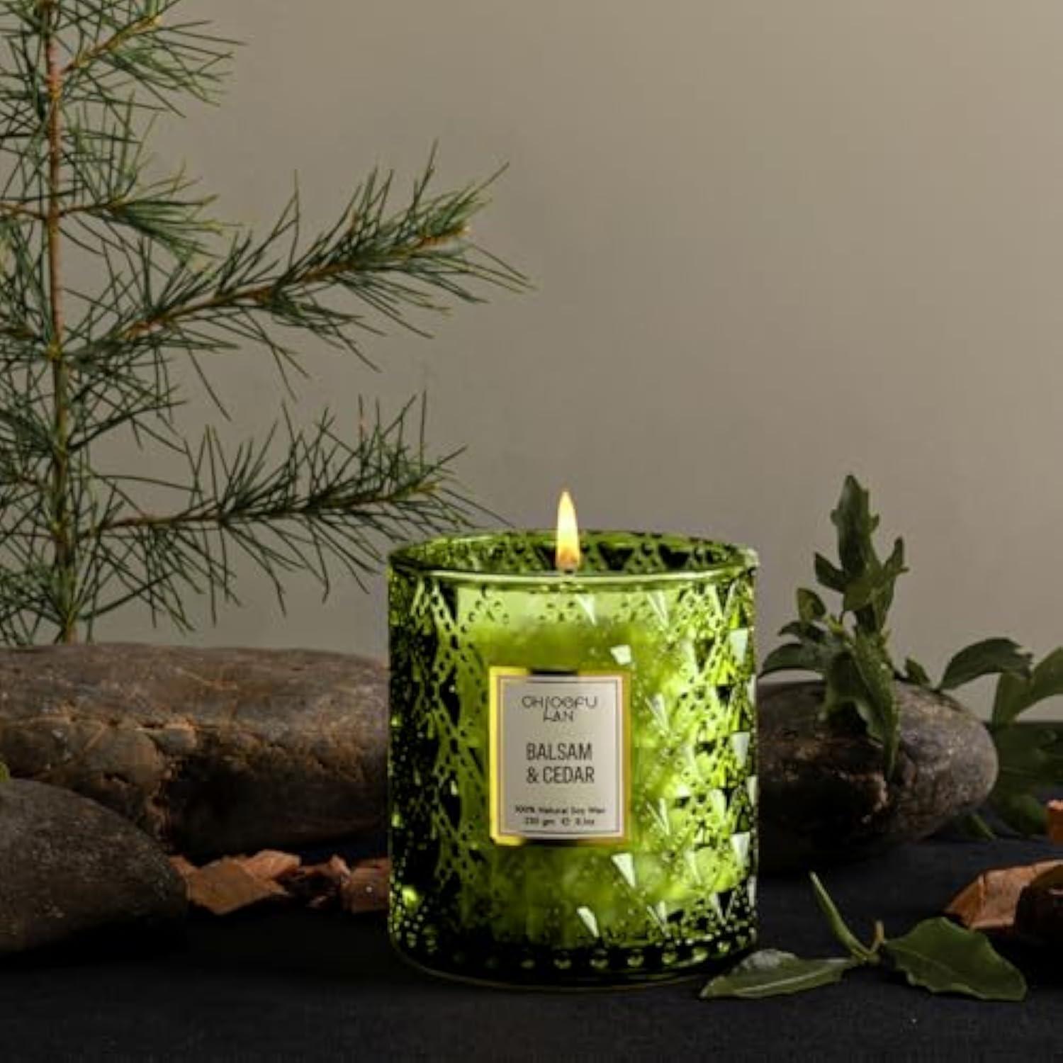 Balsam & Cedar Scented Candle Christmas Candles Gift, Christmas Festival Gifts, Large Luxury Scented Soy Jar Candles With Up To 55 Hour Long Lasting, Highly Scented, 8.1Oz