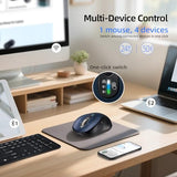 Bluetooth Wireless Mouse For Laptop,Usb+Bt×2,Usb-C Charging,Quiet Multi Device Mouse,Metal 4-Way Super Scrolling,± 3200 Dpi,10 Button,Plug&Play,Ergo Computer Cordless Mice,For Ipad/Tablet/Mac/Pc/Phone