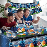 142Pcs Sports Party Supplies Set with Plates, Napkins, Tablecloth & Banner and All-Star Theme