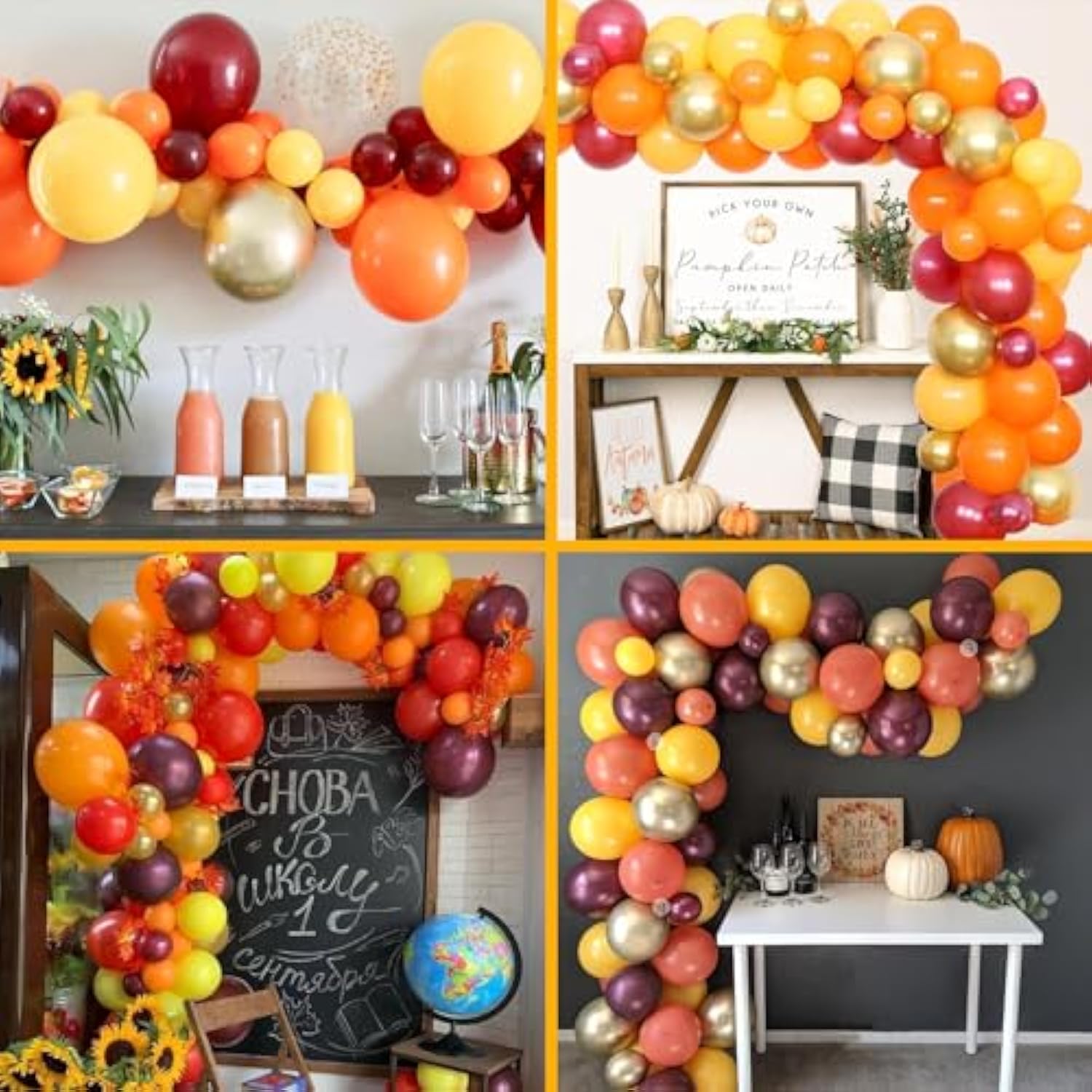Fall Balloon Arch Kit Orange Burgundy Gold Confetti Balloons for Baby Shower Party