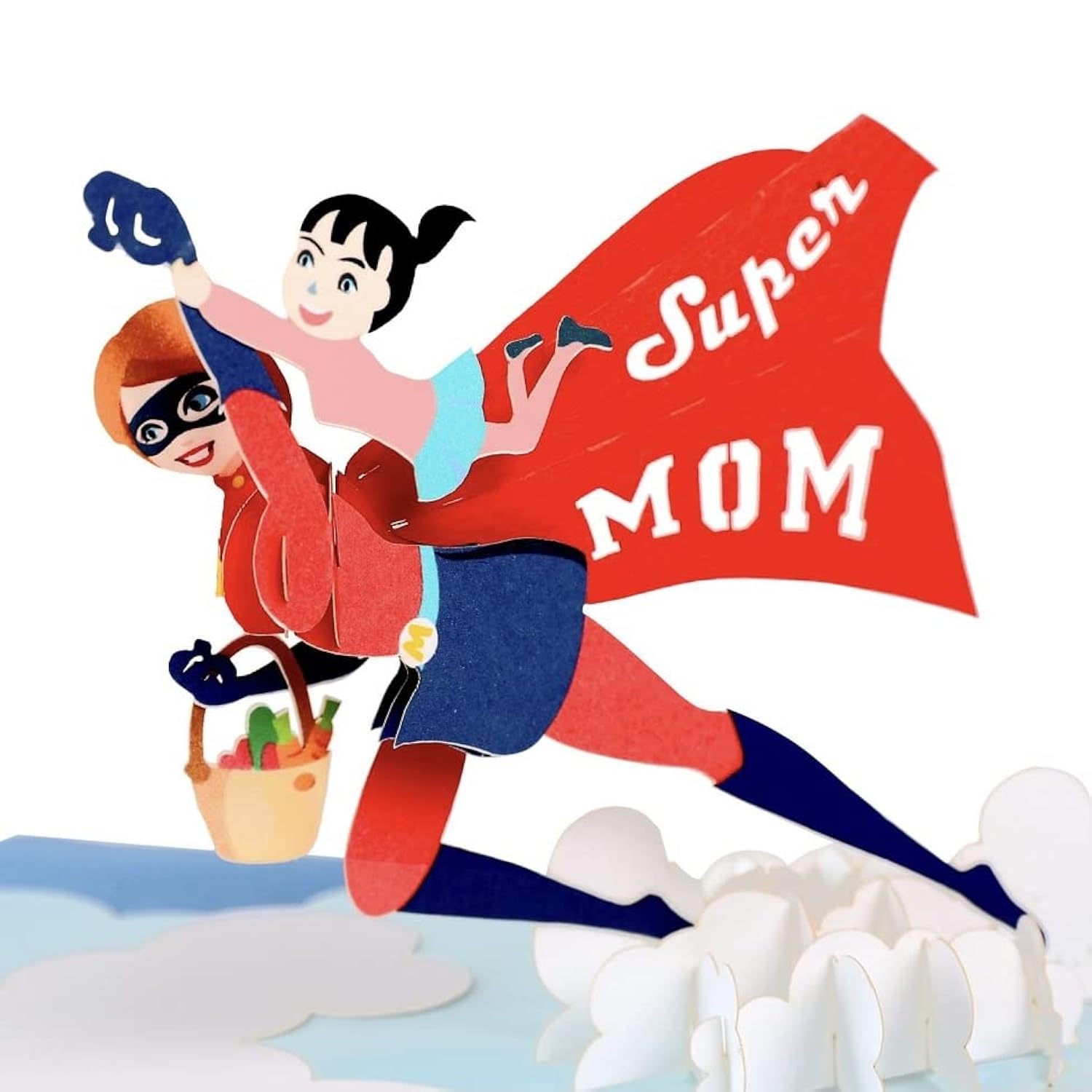 Supermom Mother'S Day 3D Pop Up Card Premium Italy Paper Handcrafted Gift For Mom, Mother, Grandmom, Wife Or Women On Birthday, Women Day Or Any Occasion