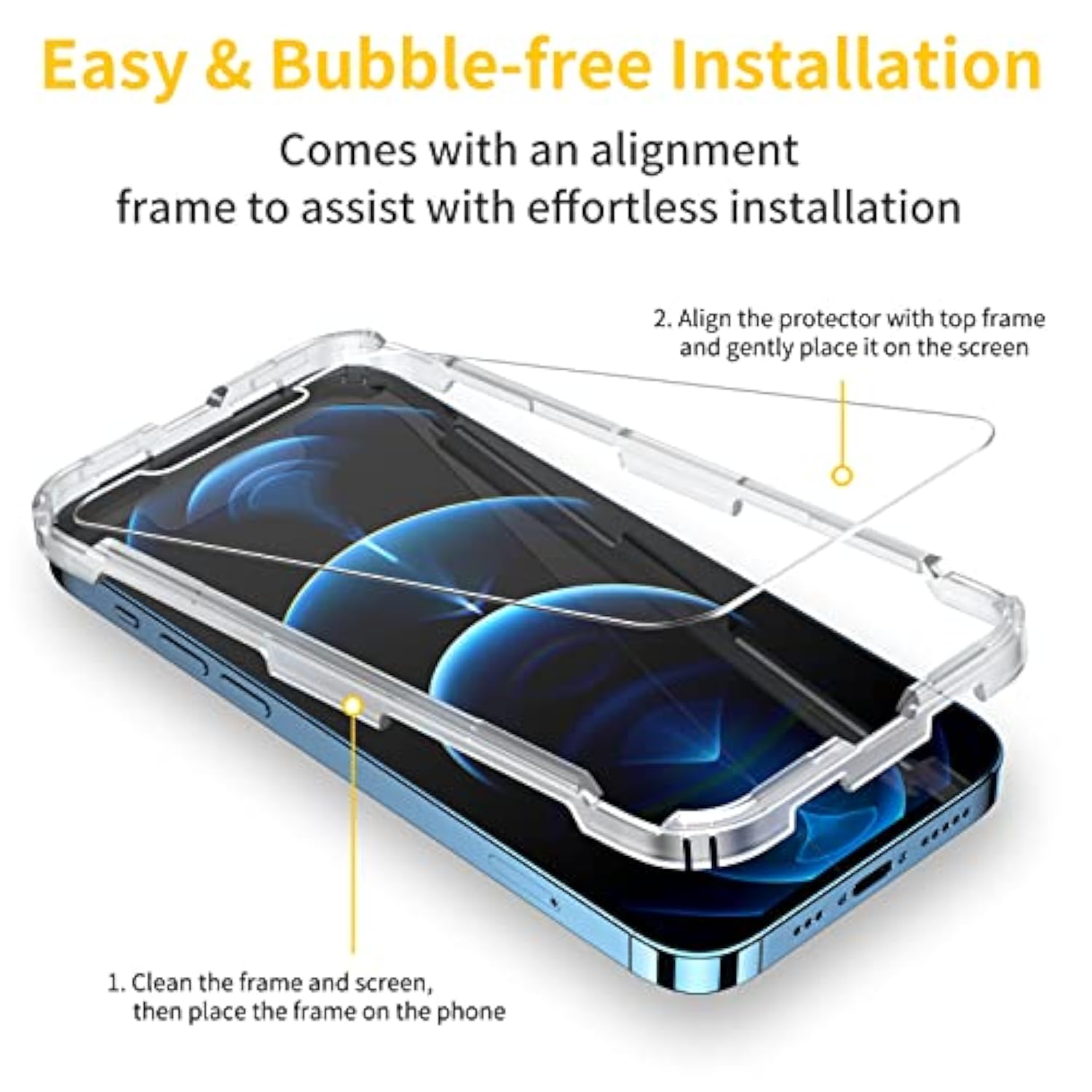 3-Pack Screen Protector For Iphone 12 Pro Max, Double Shatterproof Tempered Glass [Easy Installation] [9H Hardness] [99.99% Hd Clear] [Case Friendly] For Iphone 6.7 Inch