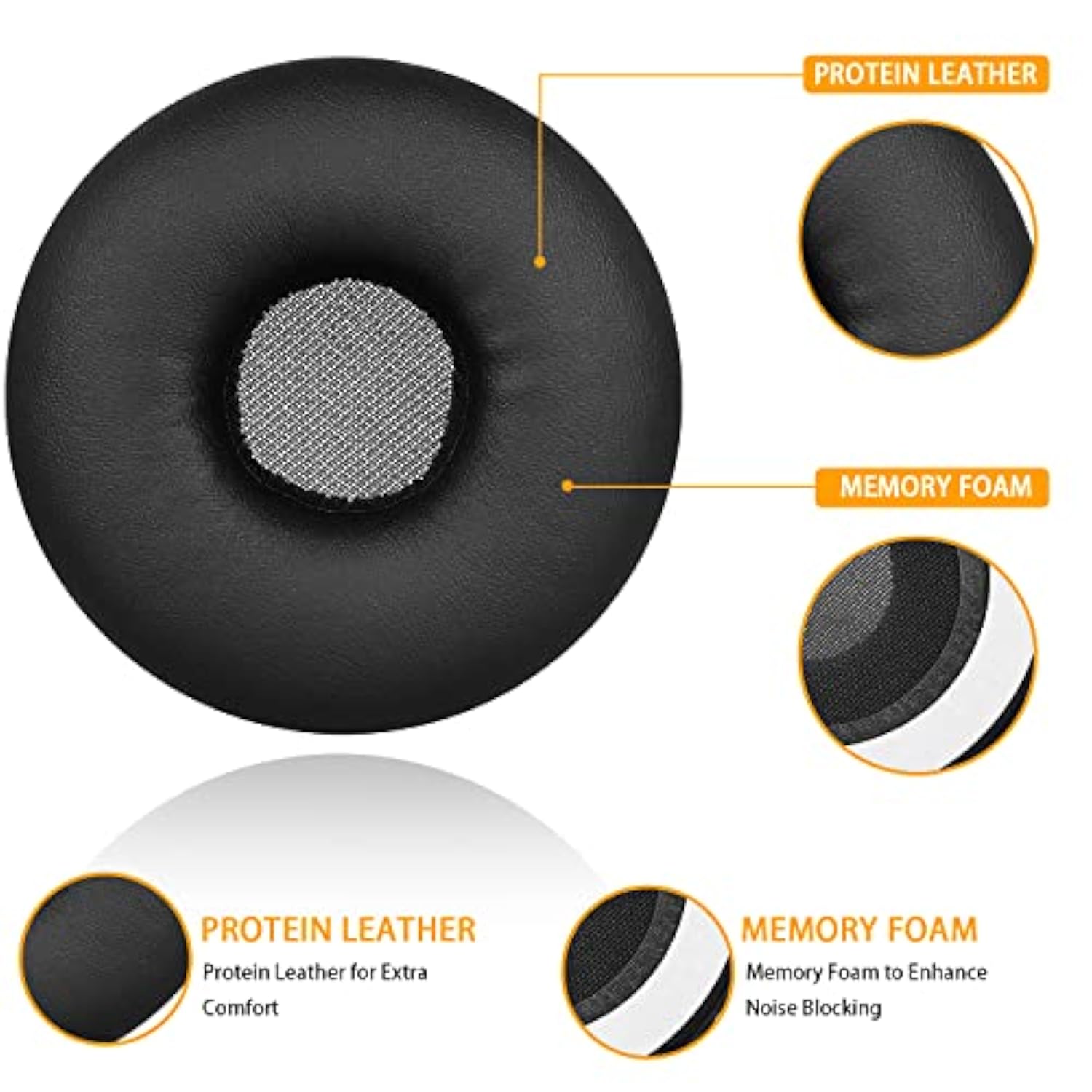 Jecobb Replacement Earpads For Sony Mdr-Xb450, Xb450Ap, Xb550Ap On-Ear Headphones With Protein Leather & Memory Foam Ear Cushions