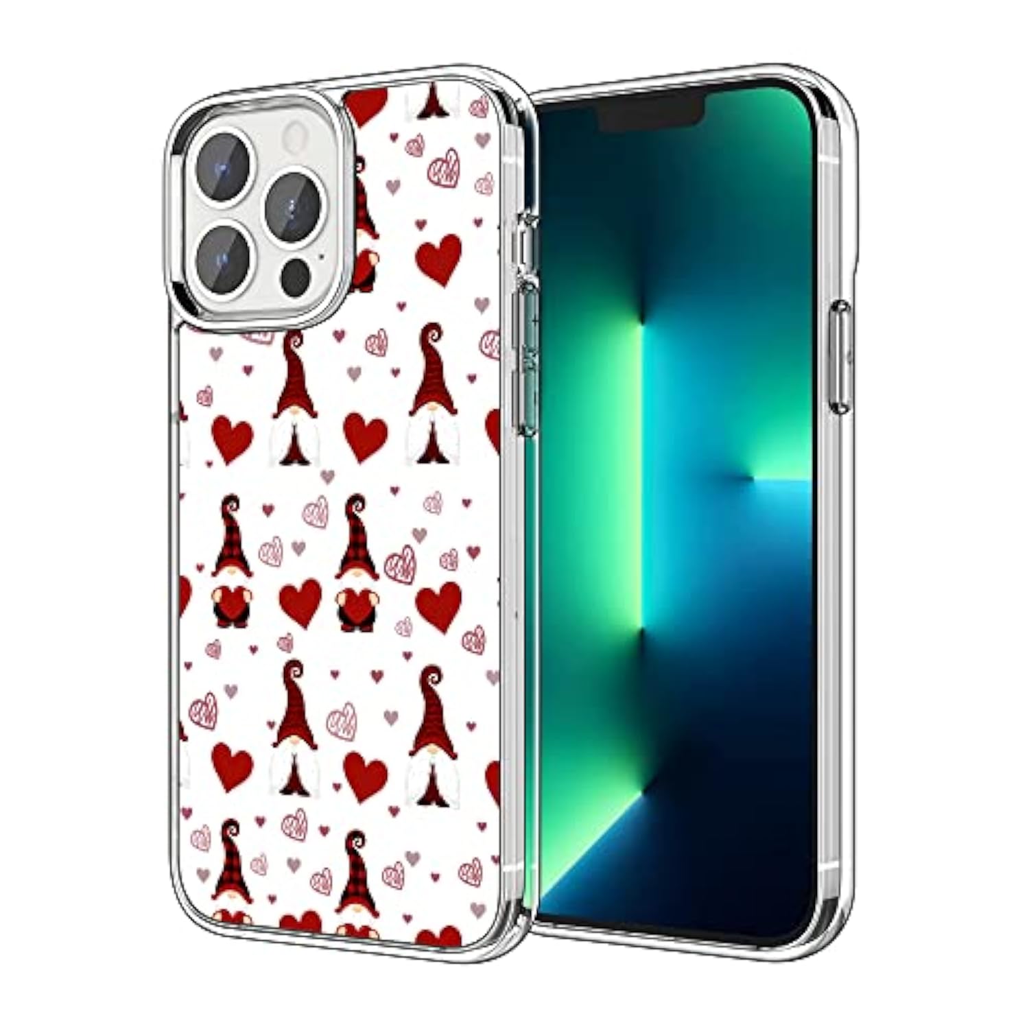 Fashion Case For Iphone 14 Pro Max, Clear Case With Valentine'S Day Gnome People With Red Heart Design For Man Girls Women, Soft Tpu Shockproof Cover Case