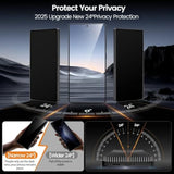 2+2 Pack 9H+ Hybrid Glass For Samsung Galaxy S25 Ultra Screen Protector [0.02S Sensitive Fingerprint ] [24° Super Privacy] [Military Grade Shatterproof] Self Installation, Case Friendly