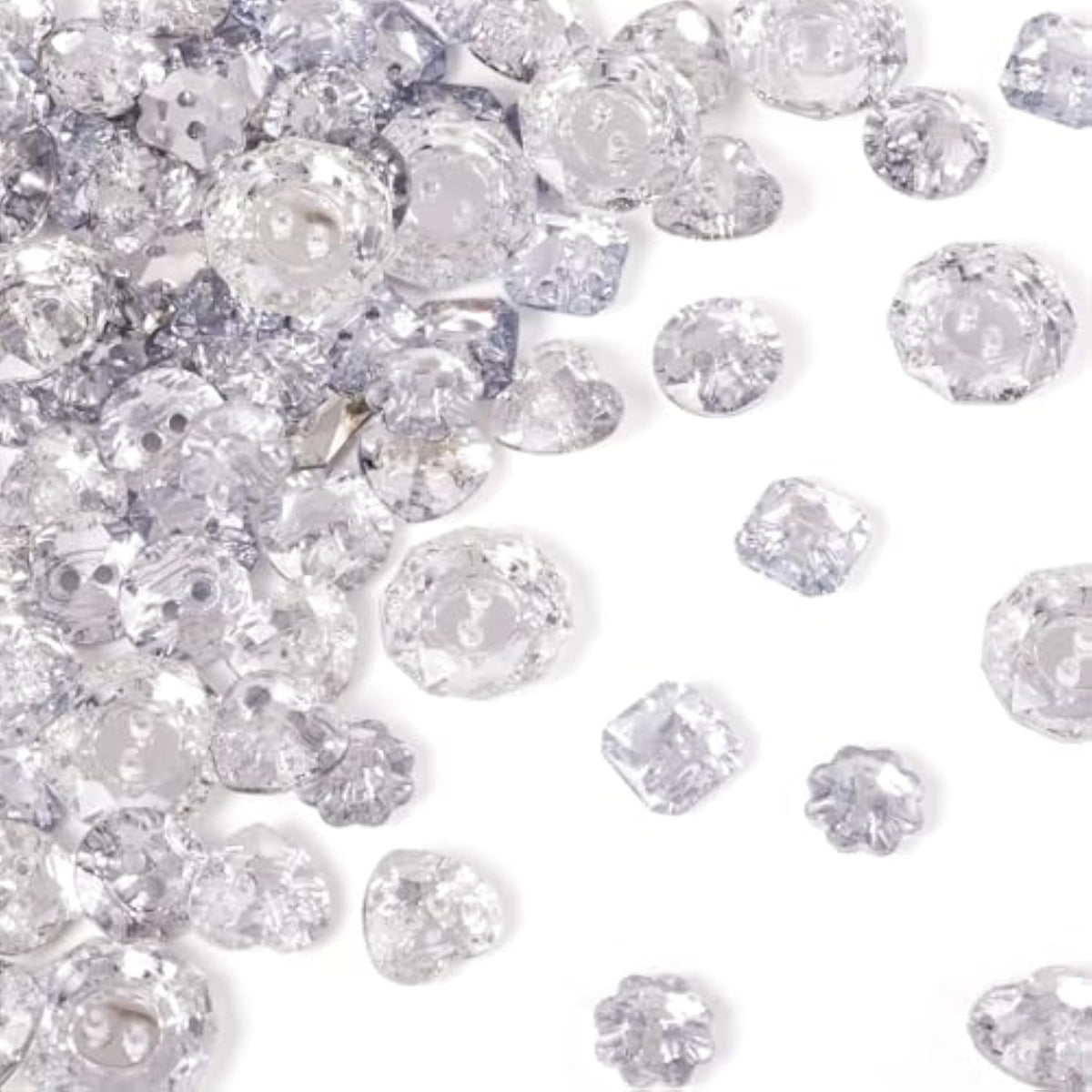 Pandahall 150Pcs Mixed 2-Hole Acrylic Rhinestone Buttons 5 Styles Face