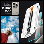 Spigen Tempered Glass Screen Protector [GlasTR EZ FIT] designed for iPhone 15 Pro Max [Case Friendly] - 2 Pack