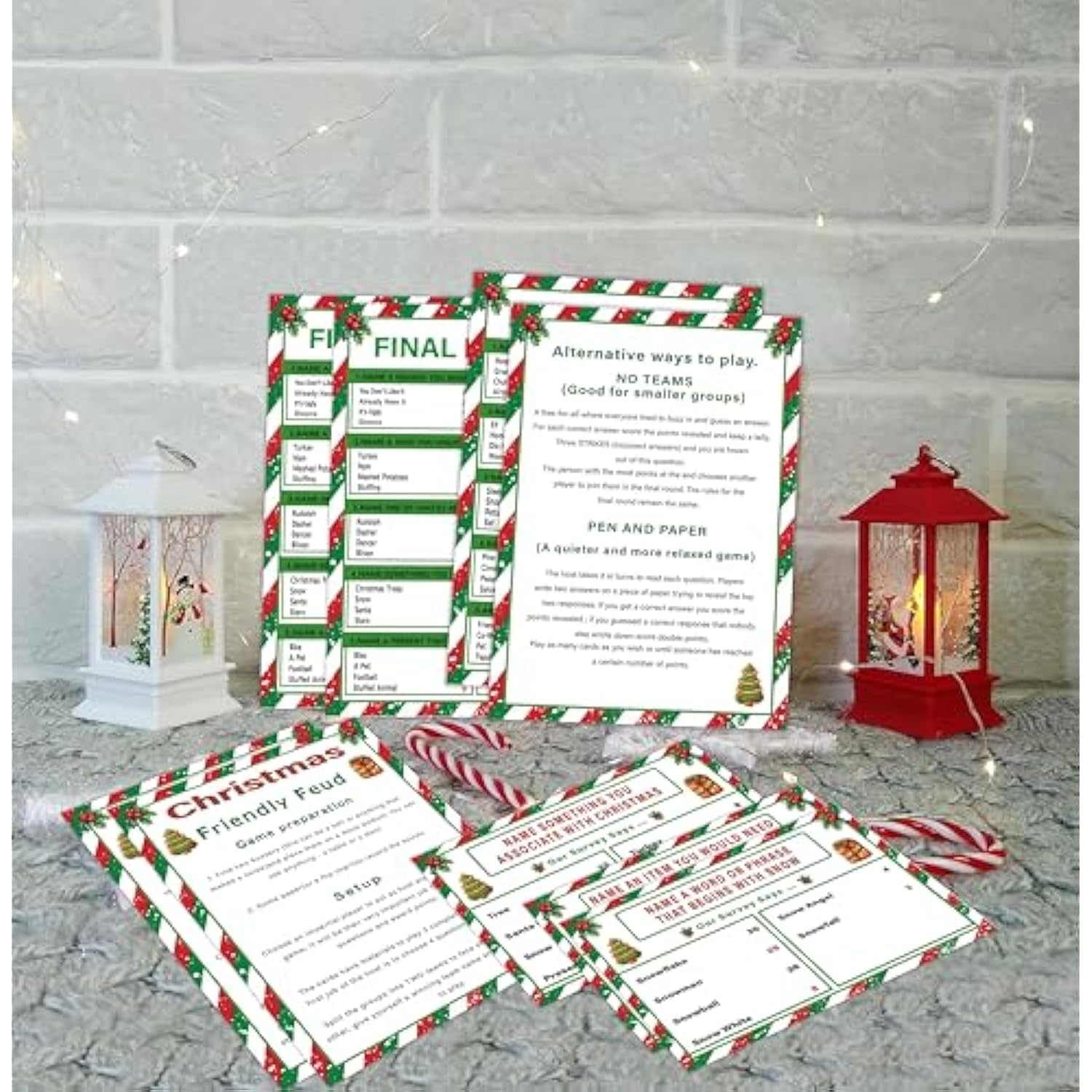 Christmas Friendly Feud Quiz Game 12 Questions & Final Round Cards