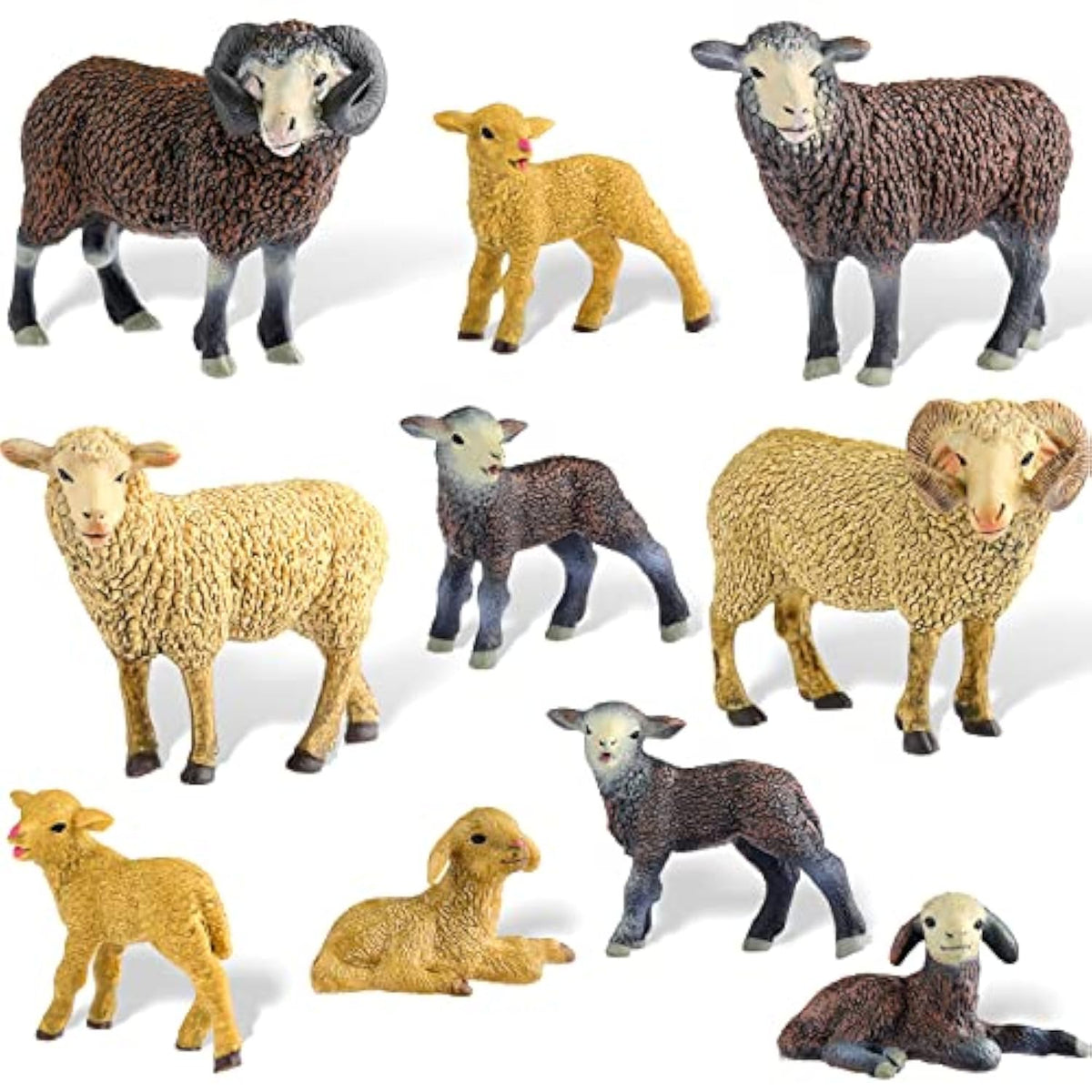 10 Pcs Sheep Toy Merino Sheep Figures Plastic Goat Figurine Mini Farm Lamb Figure Birthday Cake Toppers Animal Toys For Christmas Birthday Party Gift Decor
