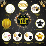 New Year’s Eve 2026 Party Supplies Huge Set 112 Black Gold Balloon Arch Kit