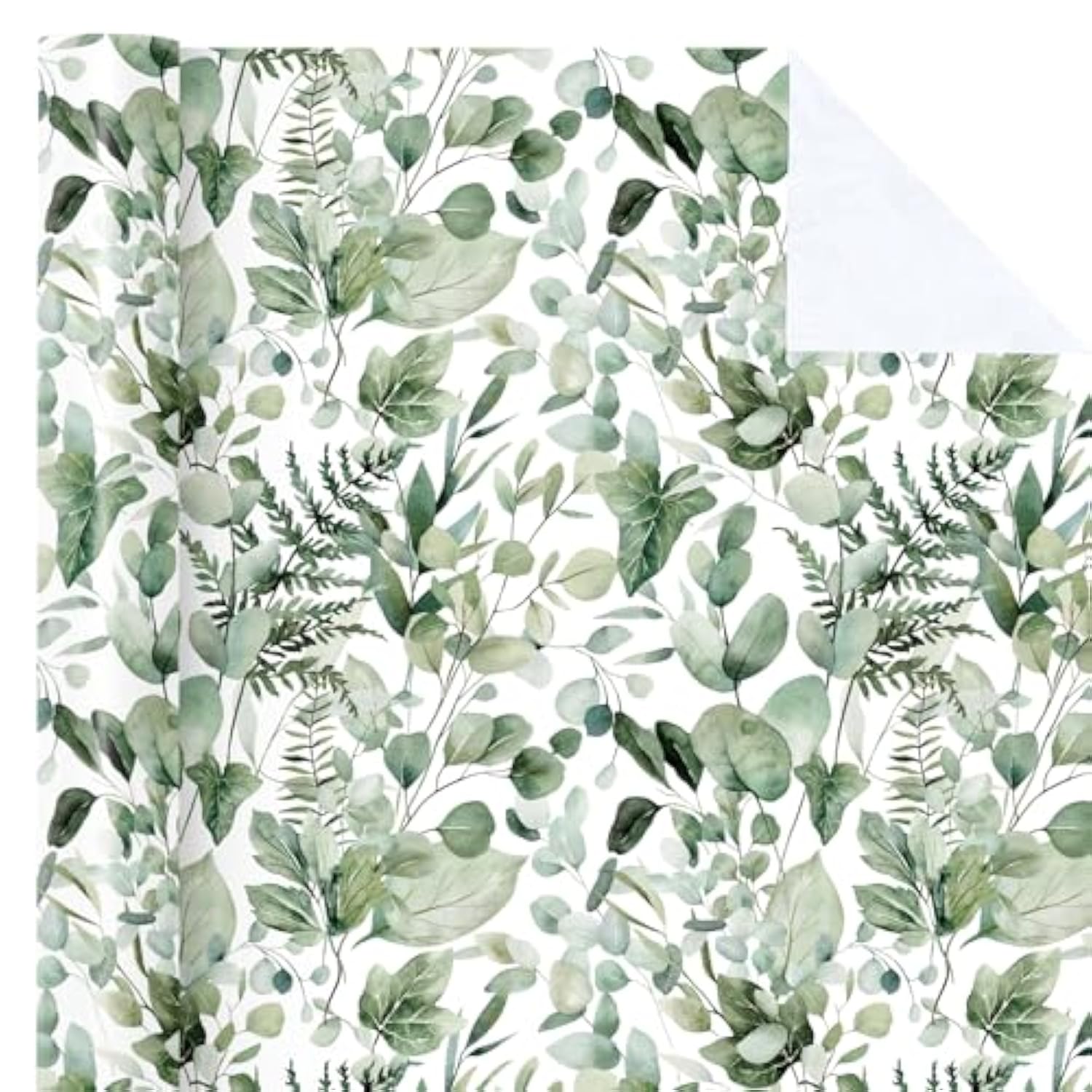 Eucalyptus Leaves Wrapping Paper Roll - Mini Roll - 17 Inch X 33 Feet - Greenery Wrapping Paper Perfect For Birthday, Wedding, Bridal Shower