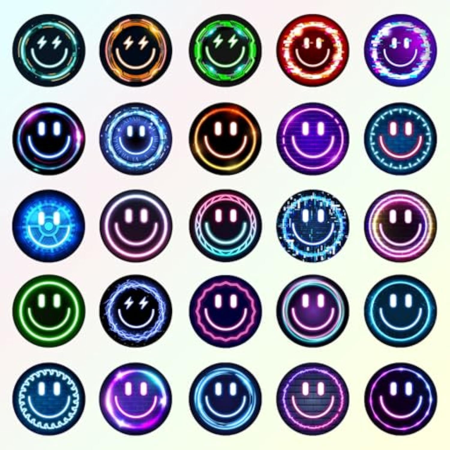 50Pcs Smiling Neon Stickers, Cute Water Bottle Stickers For Kids, For Teaching Rewards, Notebooks, Stationery, Luggage, Cartoon Pvc Happy Stickers