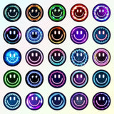 50Pcs Smiling Neon Stickers, Cute Water Bottle Stickers For Kids, For Teaching Rewards, Notebooks, Stationery, Luggage, Cartoon Pvc Happy Stickers