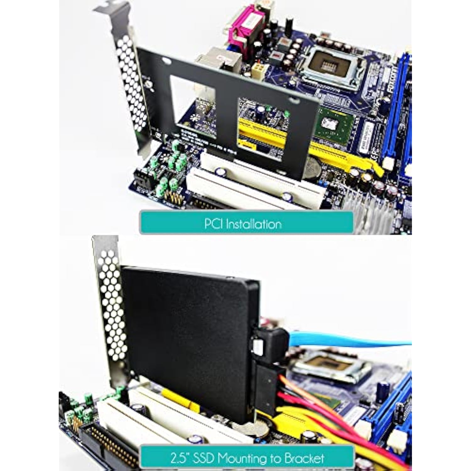 2.5 Inch Ssd Mounting Bracket With Sata Iii Cable And Ssd Screws, Pcie Or Pci