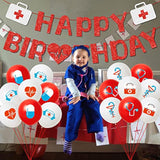 Nurses Theme Birthday Party Decorations, Nurses Week Party Decoration, Red Glitter Banner Cake Topper, Nursing Hat Printed Balloons Set, For Nurse Day Birthday Party Supplies