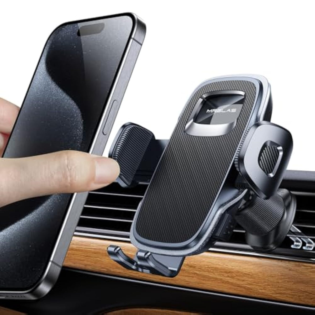 2025 Upgraded Phone Holders For Your Car With New Metal Hook Clip, Handy Air Vent Cell Phone Car Mount [One Hand Operation], Universal Automobile Cradle For Iphone Android And All Smartphones