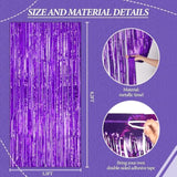 3-Pack Purple Foil Fringe Backdrop Curtains for Party & Photo Booth Décor