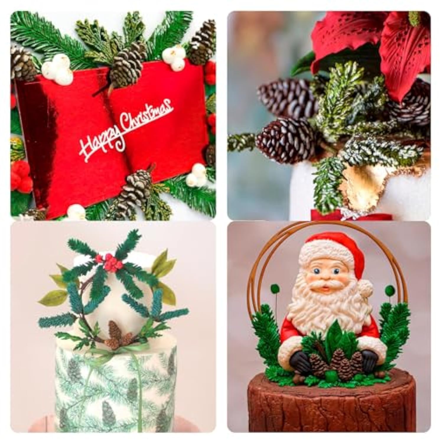Christmas Holly Leaves Silicone Molds, Winter Leaves Fondant Mold, Christmas Pinecone Chocolate Baking Molds For Cake Decoration Cupcake Topper Candy Sugar Craft Gum Paste Clay Resin