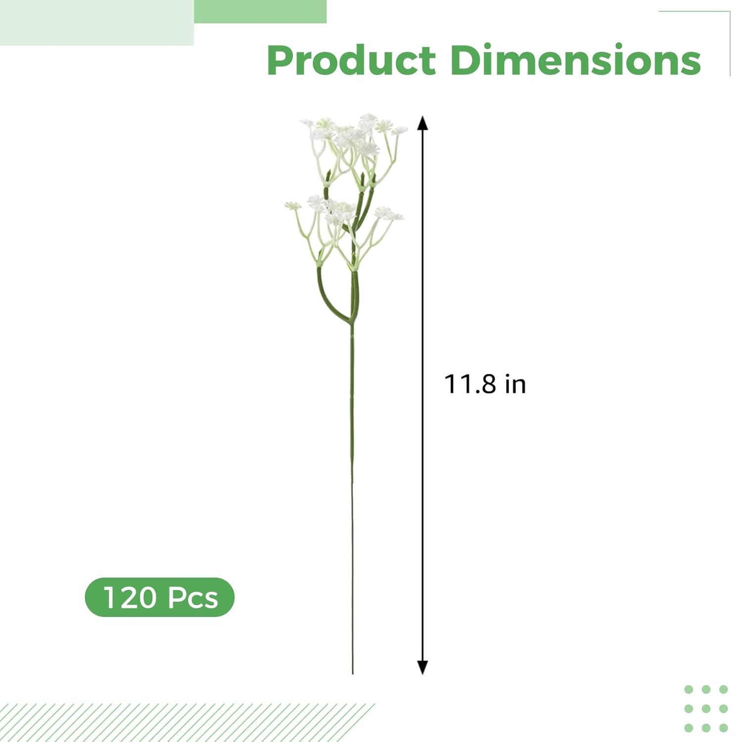 120 Pcs Gypsophila Artificial Flowers, 11.8 In White Delicate Faux Flowers Bouquet, Single Stem With 5 Forks, Wedding Decor, Party Decorations, Versatile Table Centerpieces