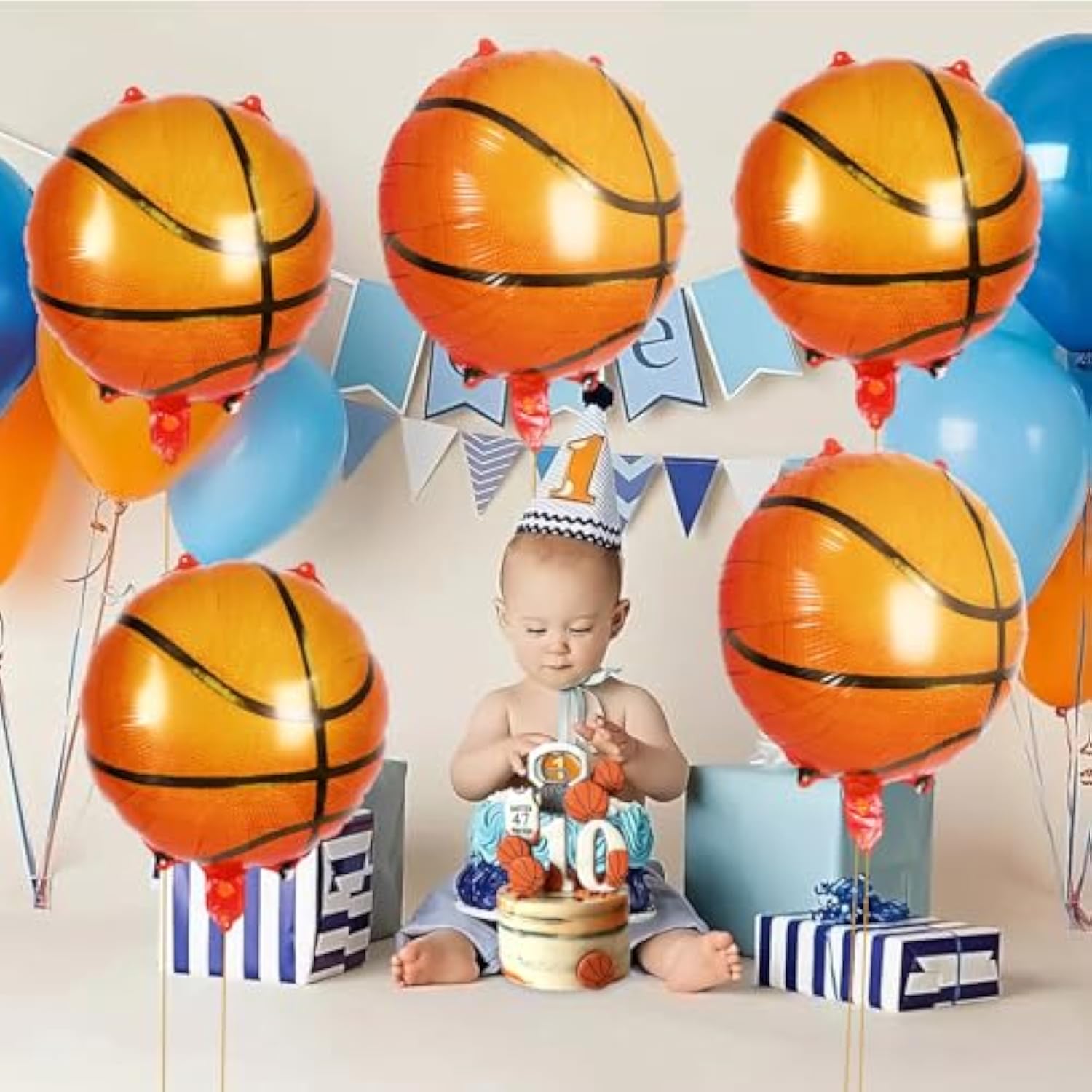 12 Pcs Basketball Balloons,18 Inch Basketball Party Foil Balloons,Sports Mylar Balloons Basketball Birthday Decorations For Basketball Party Sports Theme Party Supplies (Basketball)