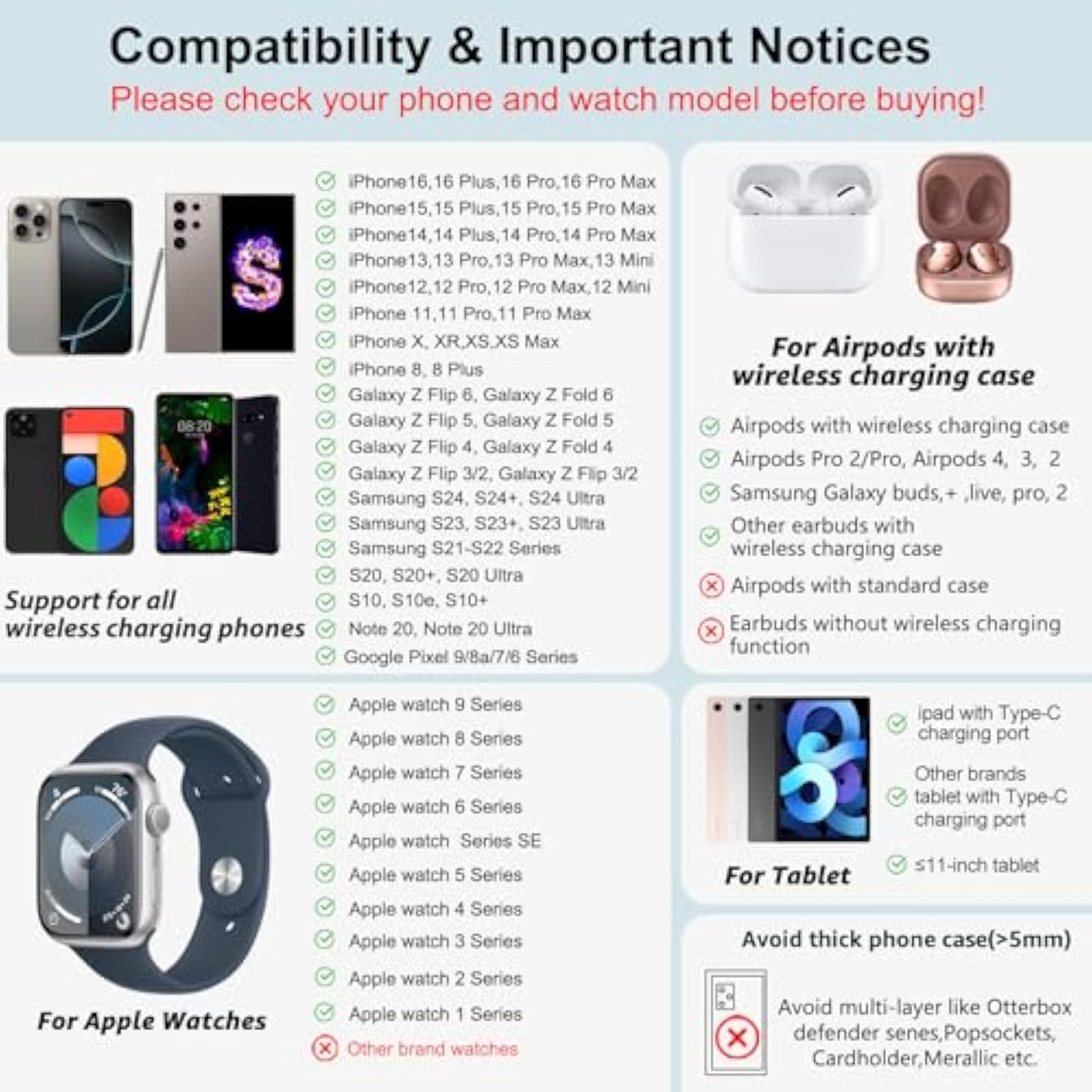 Wireless Charger 4 In 1 For Apple Iphone 16 Pro Max/15/14/13/12 Series, Airpods Pro 2, Ipad Stand, Watch Charger For Iwatch Series 10/9/8/7/6, Wireless Charging Station For Multiple Devices