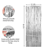 3 Pack 3.3 X 9.9 Ft Silver Foil Fringe Backdrop Curtain, Streamer Backdrop Curtains, Streamers Birthday Metallic Paper Party Decorations, Tinsel Curtain For Parties, Photo Booth Backdrops