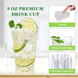 Vplus 2000 Pack 9 OZ Clear Plastic Cups, 9 Ounce Disposable Cold Water Party Drinking Cups for Wedding Thanksgiving Christmas Party