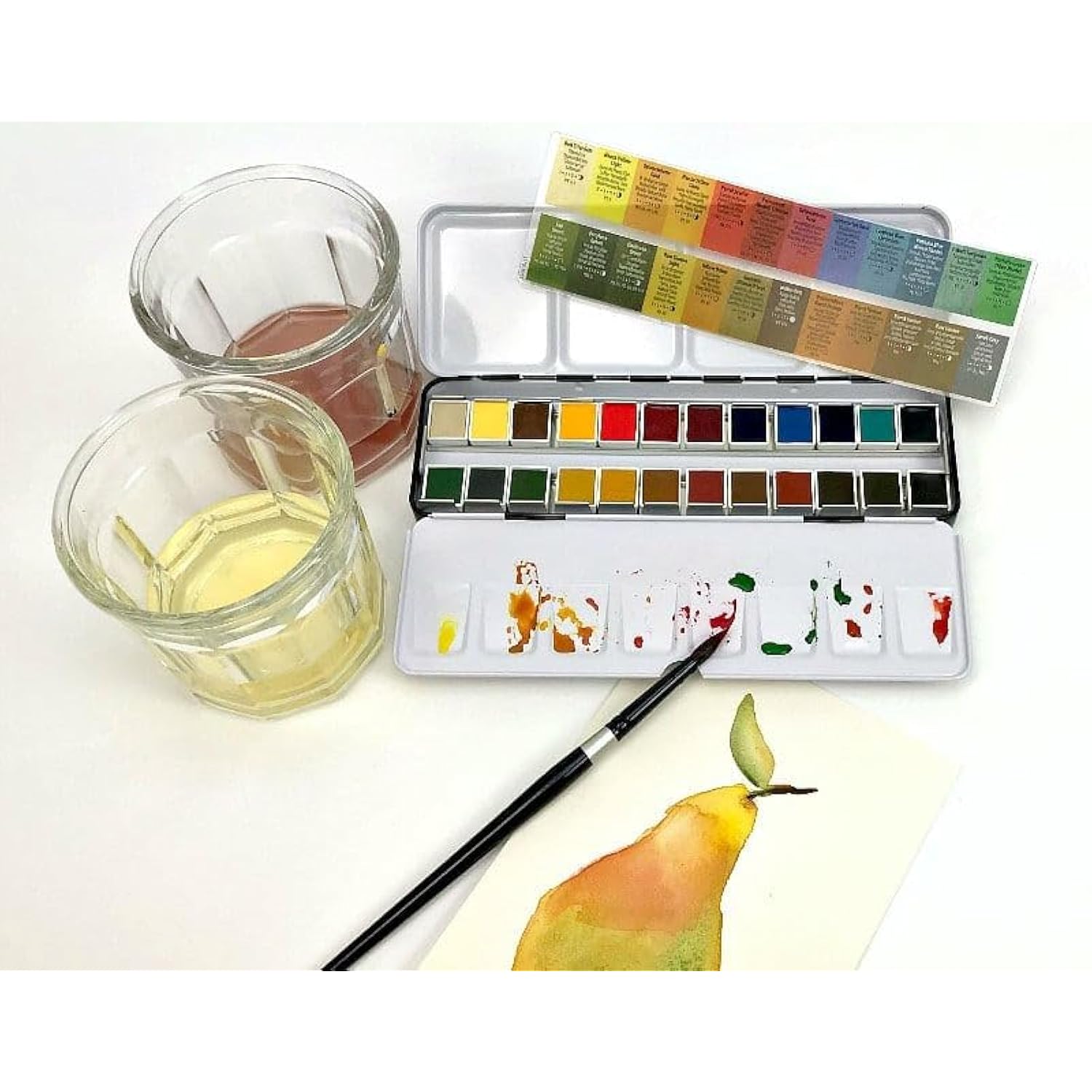 Daniel Smith Color Hand Poured Pan Set with BONUS Metal Box and Empty Half Pans, 24 Units (Pack of 1)