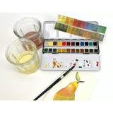 Daniel Smith Color Hand Poured Pan Set with BONUS Metal Box and Empty Half Pans, 24 Units (Pack of 1)
