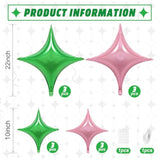 Pink Green Balloons,12Pcs Four Angle Star Foil Balloons,26Inch And 10Inch Pink Green Quadrangle Star Helium Polyester Film Balloon For Witch Birthday Anniversary Party Decorations