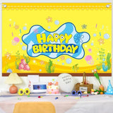 Cartoon Birthday Decorations, Yellow Banner For Birthday Party Backdrop, Photo Background Wall Decor Party Supplies