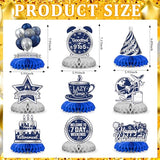 9 Pcs Retirement Party Decorations Honeycomb Centerpieces, Blue Silver Happy Retirement Table Decorations, Funny Officially Retired Table Toppers for Men Women Party Supplies