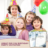 Shhh It'S A Surprise Birthday Invitations For Kids, Blue Floral Birthday Party Invitation Cards, Gold Foil Party Celebration Supplies Decoration -20 Fill In Invitations With Envelopes (B13)