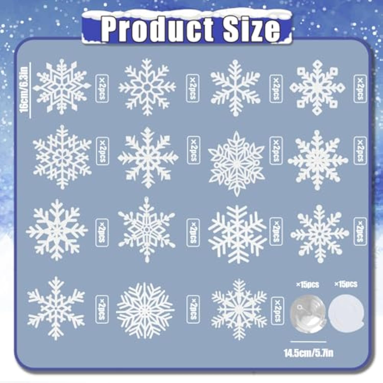 30-Piece Winter Snowflake Hanging Swirl Decorations for Xmas and Parties