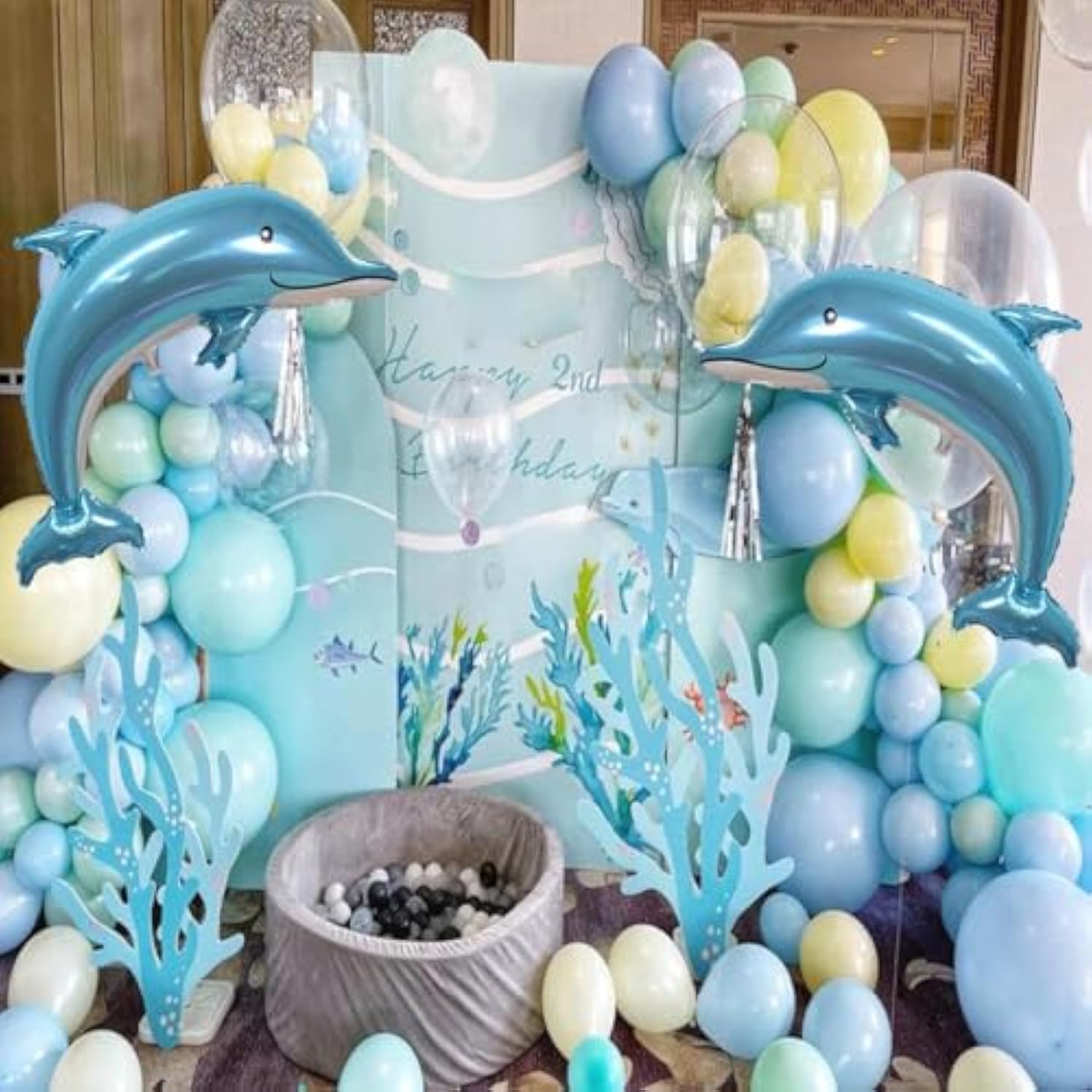 2-Pack 46" Dolphin Foil Balloons for Ocean Theme Kids Birthday Party Decor