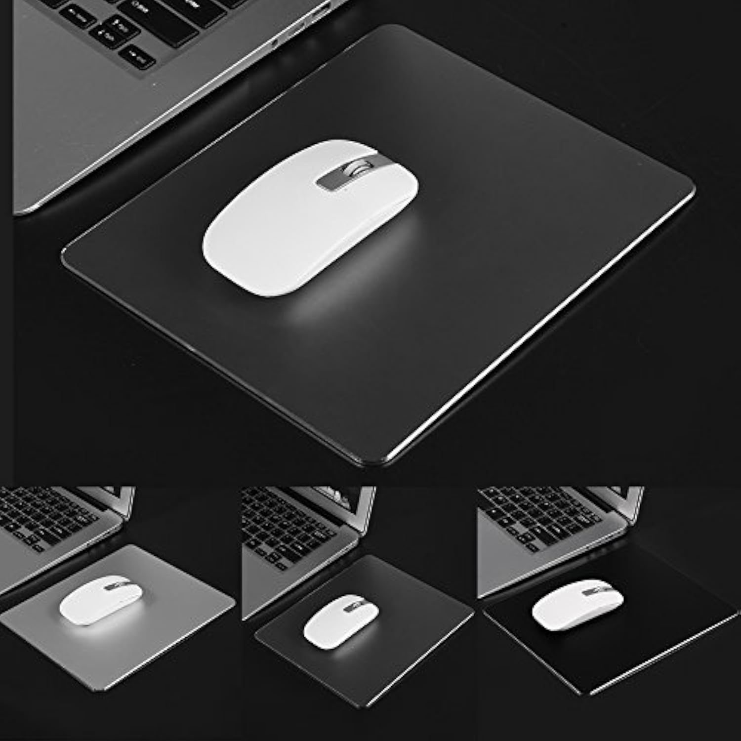 Non-Slip Aluminum Alloy Double Sided Gaming Mouse Pad for PC Laptop - Large Comfortable Computer Mouse Mat Black